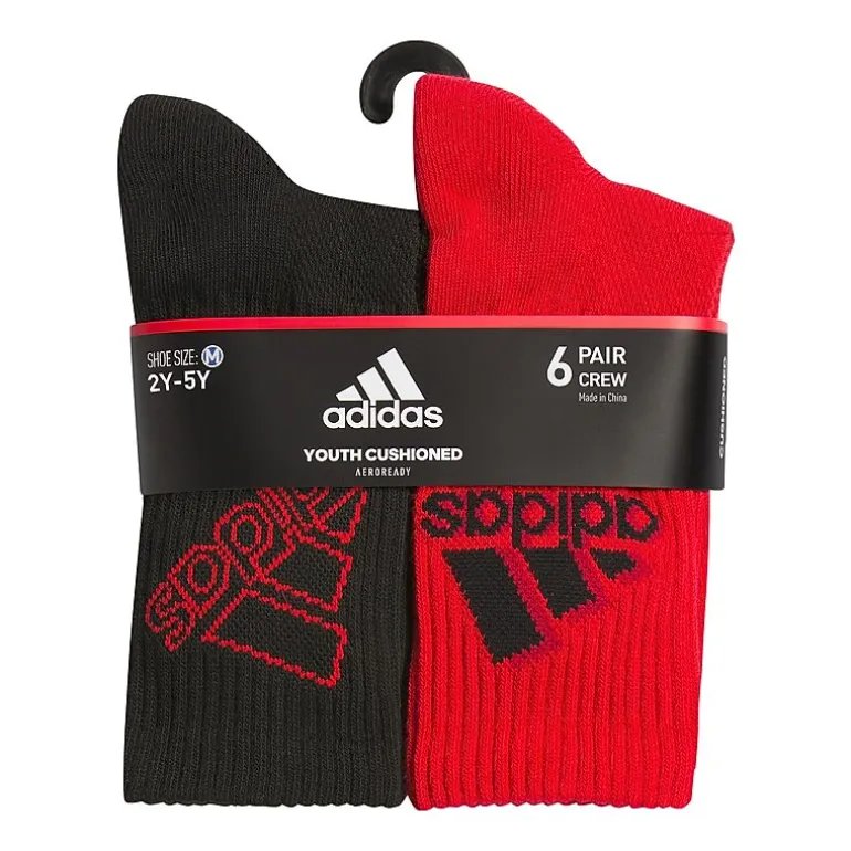 adidas Little & Big Kid Boys 6 Pair Crew Socks