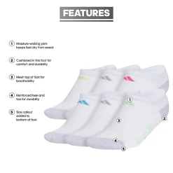 adidas Little & Big Kid Girls 6 Pair No Show Socks