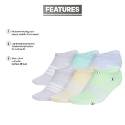 adidas Little & Big Kid Girls 6 Pair No Show Socks