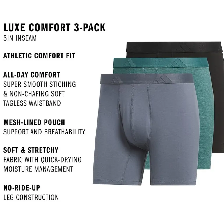 adidas Luxe Comfort Mens 3 Pack Boxer Briefs 5159307