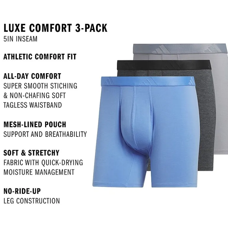 adidas Luxe Comfort Mens 3 Pack Boxer Briefs 5159307