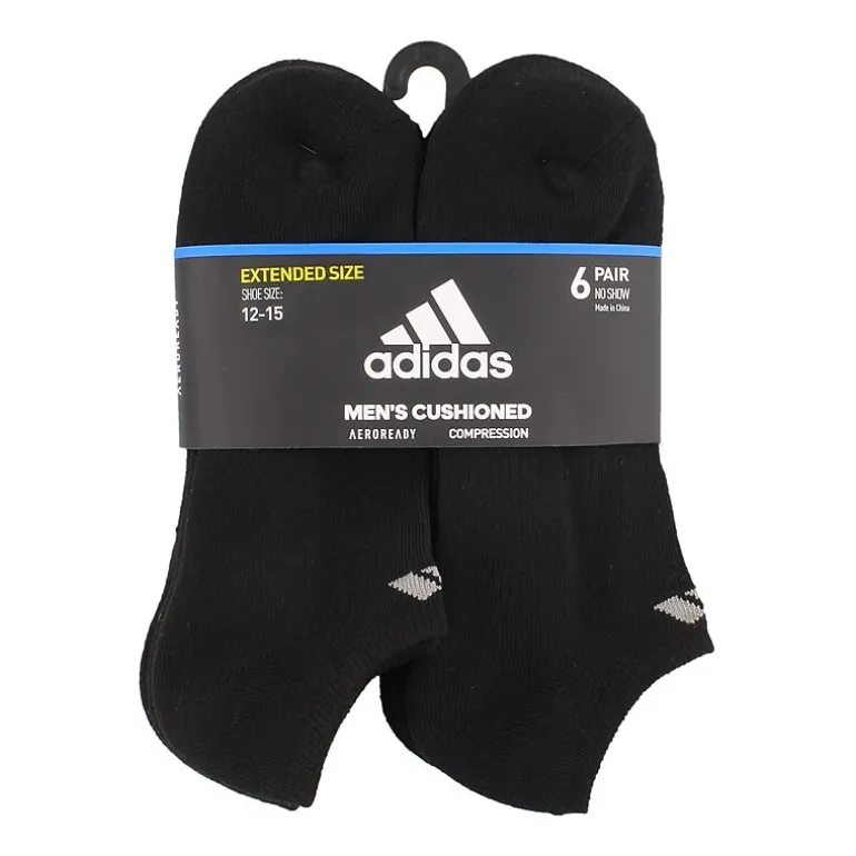 adidas Mens Multi-Pack 6 Pair Big and Tall Low Cut Socks