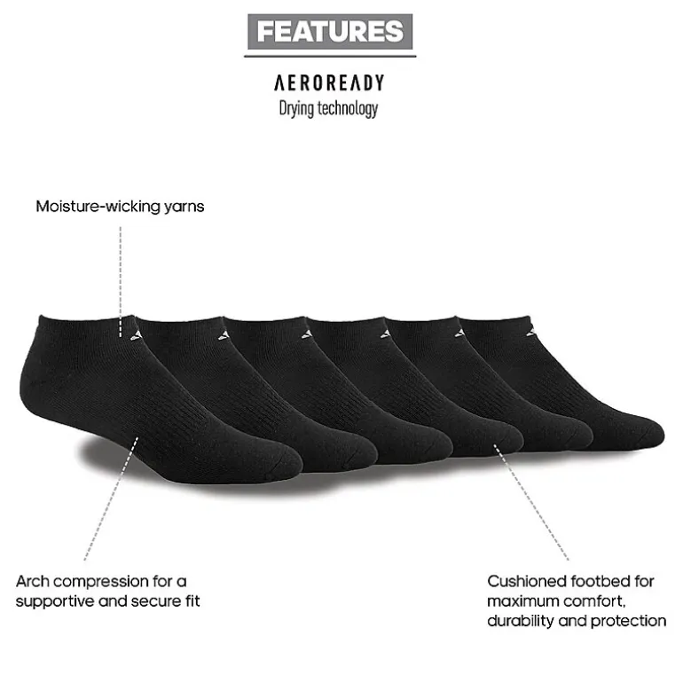 adidas Mens Multi-Pack 6 Pair Big and Tall Low Cut Socks
