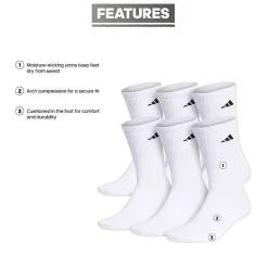 adidas Mens 6 Pair Crew Socks