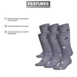 adidas Mens 6 Pair Crew Socks