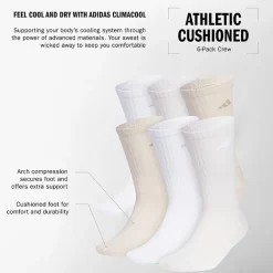 adidas Mens 6 Pair Crew Socks