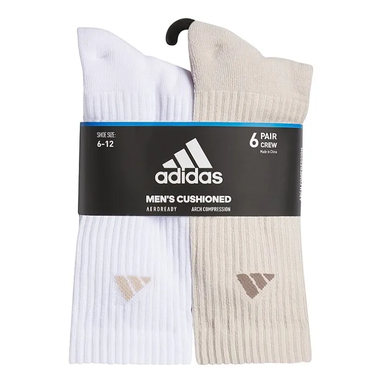 adidas Mens 6 Pair Crew Socks