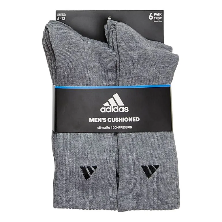 adidas Mens 6 Pair Crew Socks