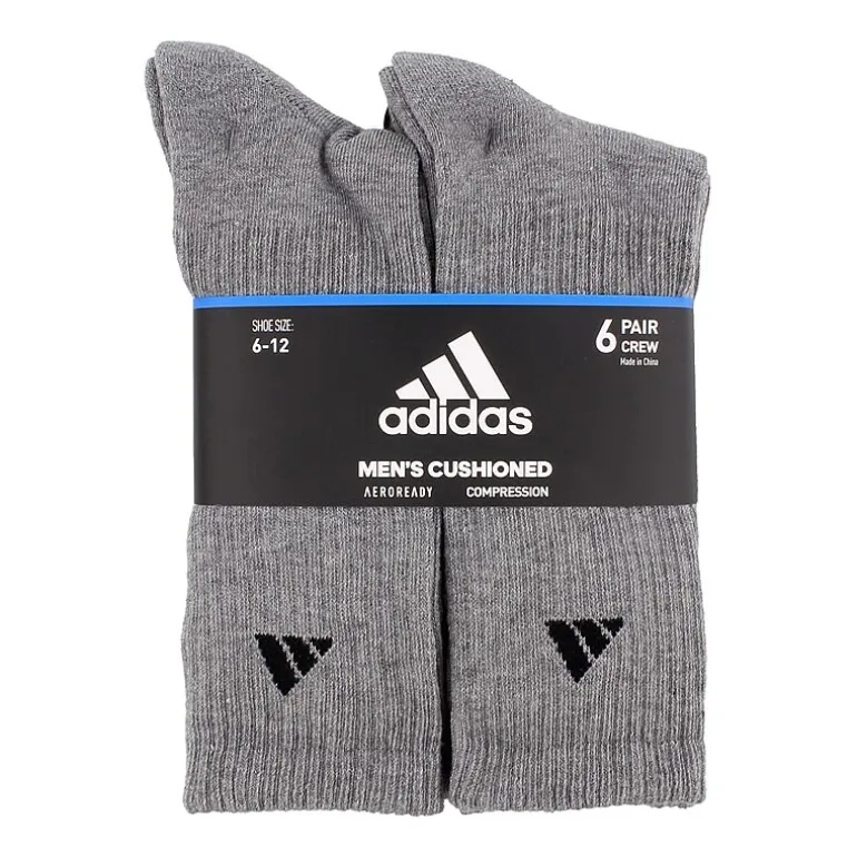 adidas Mens 6 Pair Crew Socks