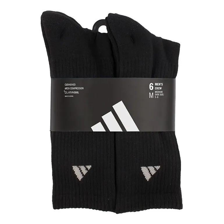 adidas Mens 6 Pair Crew Socks
