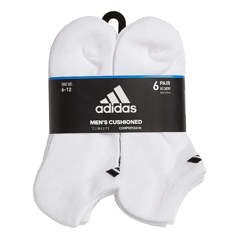 adidas Mens 6 Pair No Show Socks