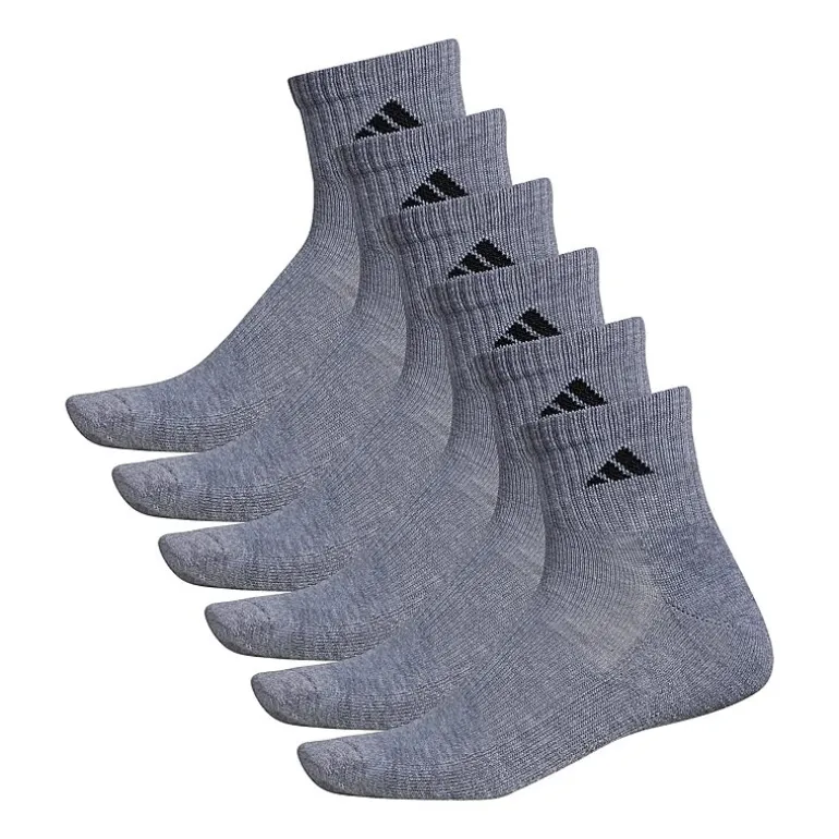 adidas Mens 6 Pair Quarter Ankle Socks