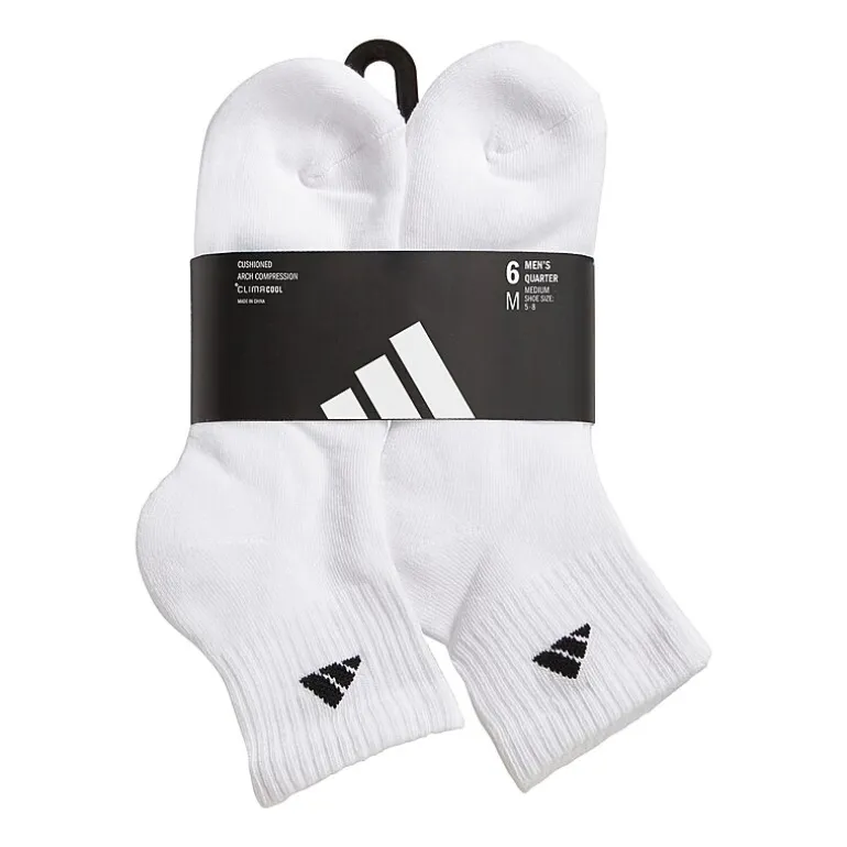 adidas Mens 6 Pair Quarter Ankle Socks