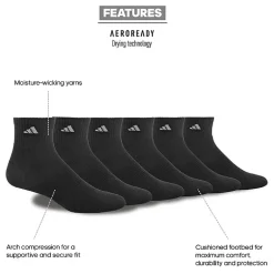 adidas Mens 6 Pair Quarter Ankle Socks