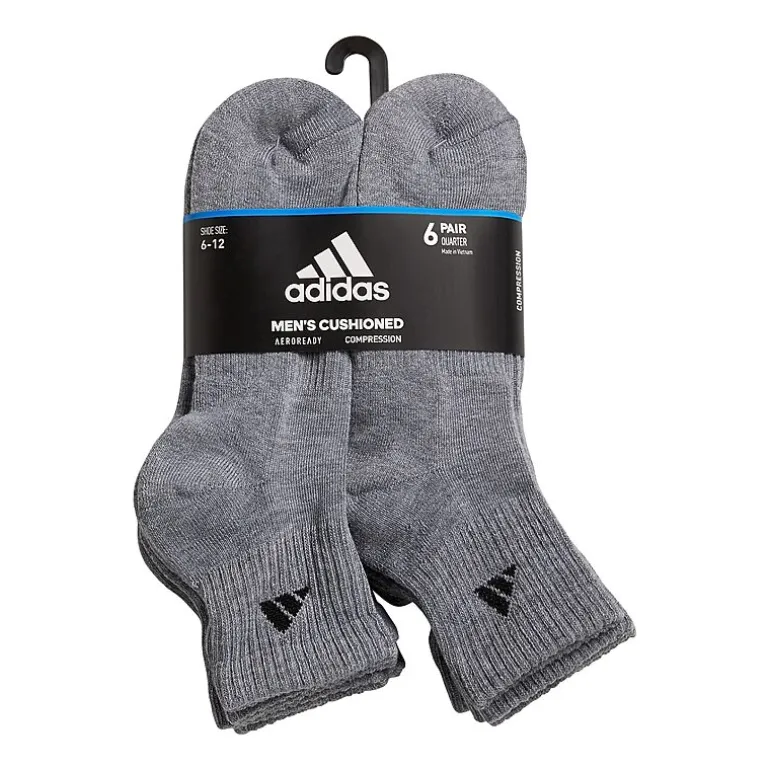 adidas Mens 6 Pair Quarter Ankle Socks