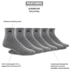 adidas Mens 6 Pair Quarter Ankle Socks