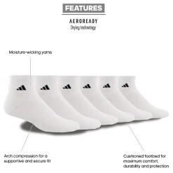 adidas Mens 6 Pair Quarter Ankle Socks