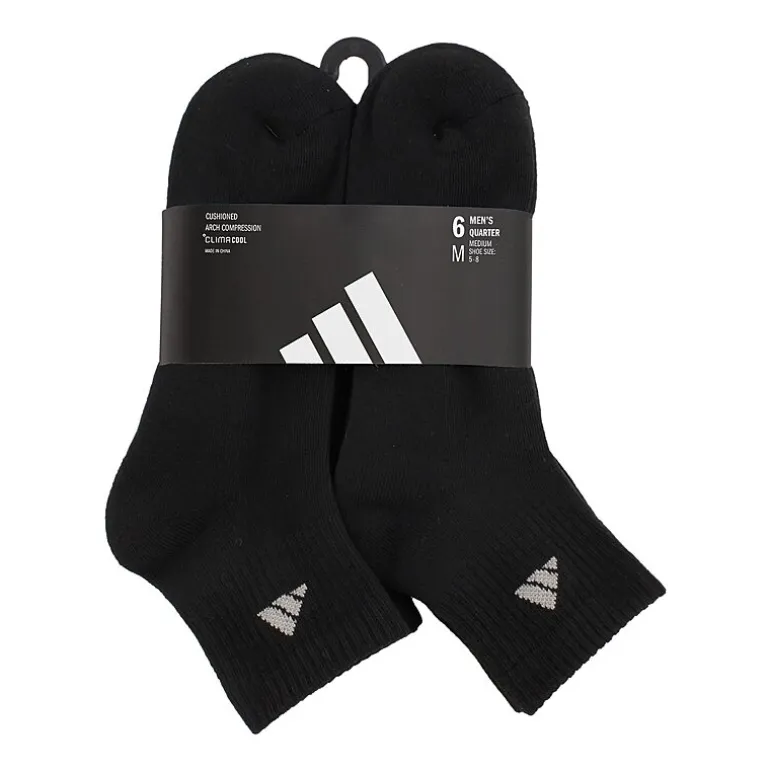 adidas Mens 6 Pair Quarter Ankle Socks