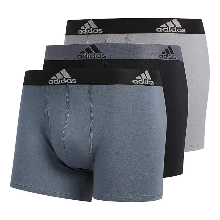 adidas Performance Cotton Mens 3 Pack Multi-Pack Comfort Waistband Stretch Fabric Trunks 5152382a