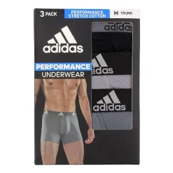 adidas Performance Cotton Mens 3 Pack Multi-Pack Comfort Waistband Stretch Fabric Trunks 5152382a