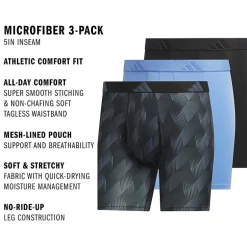 adidas Performance Microfiber Mens 3 Pack Boxer Briefs 5158584