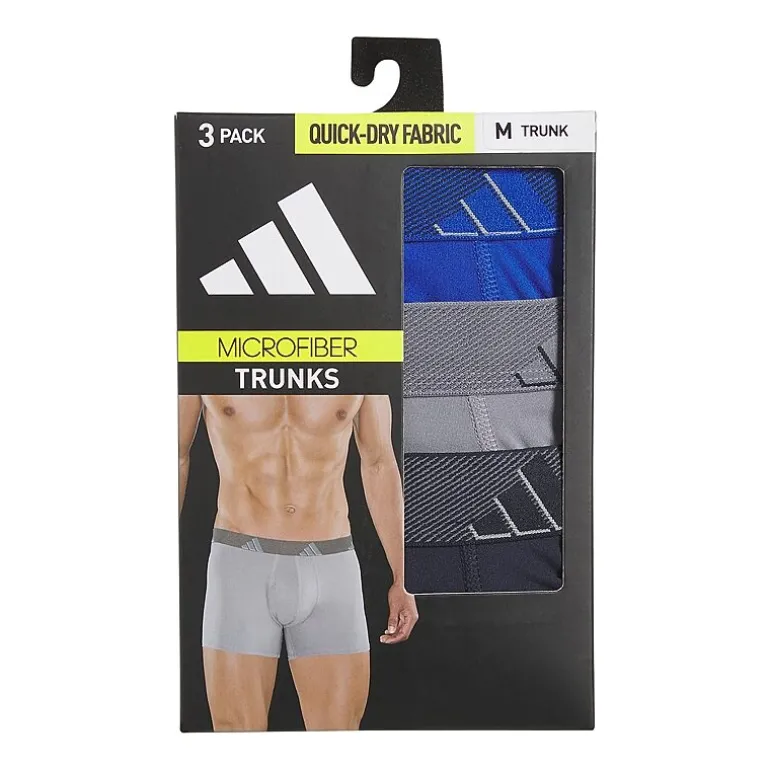adidas Performance Microfiber Mens 3 Pack Comfort Waistband Trunks 5158586