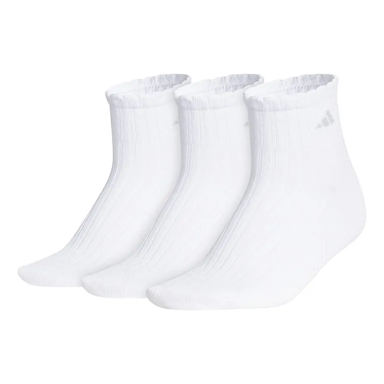 adidas Scallop Edge Womens Multi-Pack 3 Pair Quarter Ankle Socks