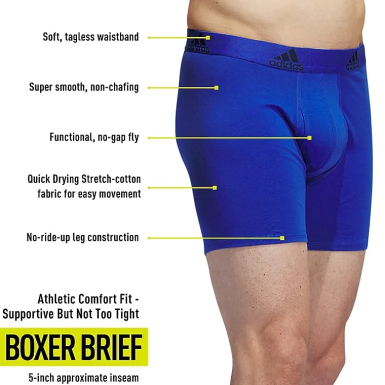 adidas Stretch Cotton Mens 3 Pack Boxer Briefs 5158001a