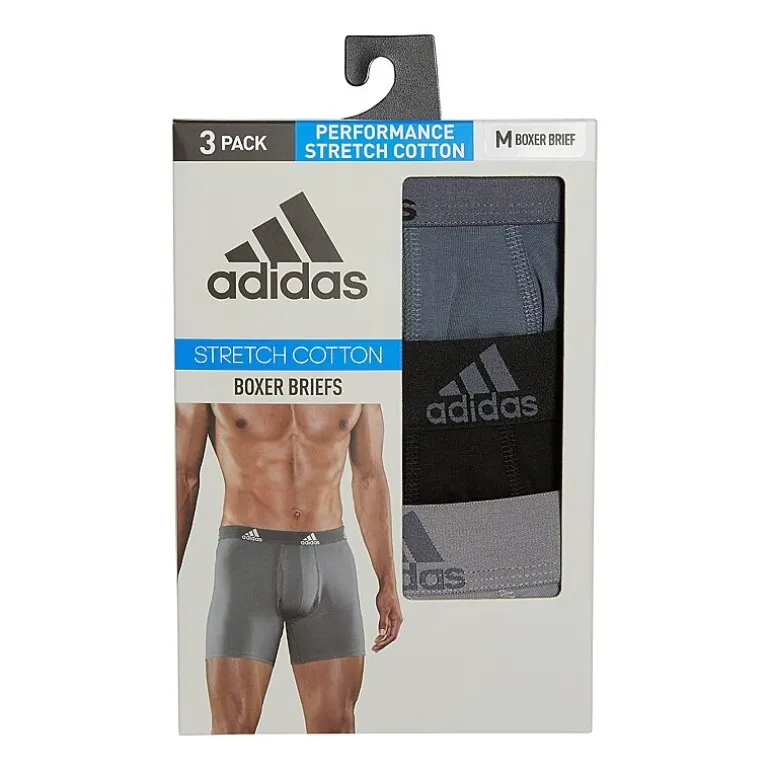 adidas Stretch Cotton Mens 3 Pack Boxer Briefs 5158001a