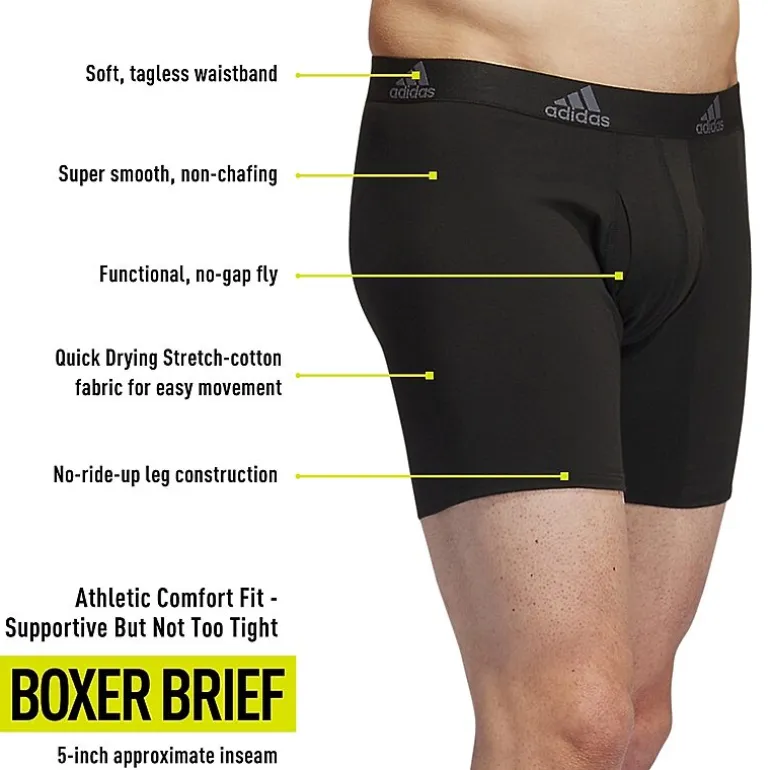 adidas Stretch Cotton Mens 3 Pack Boxer Briefs 5158001a