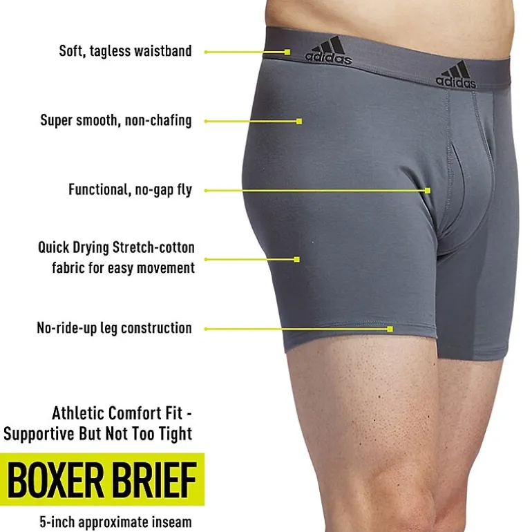 adidas Stretch Cotton Mens 3 Pack Boxer Briefs 5158001a
