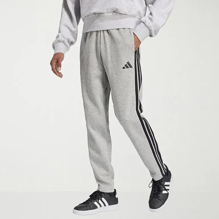 adidas 3 Stripe Mens Straight Mid Rise Regular Fit Big and Tall Fleece Sweatpant
