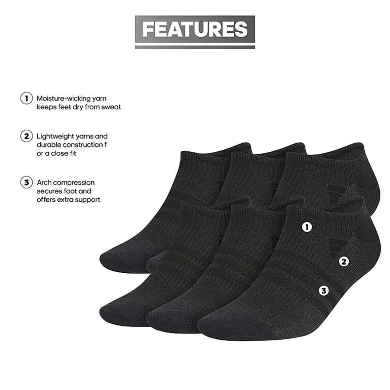 adidas Superlite Mens Multi-Pack 6 Pair No Show Socks