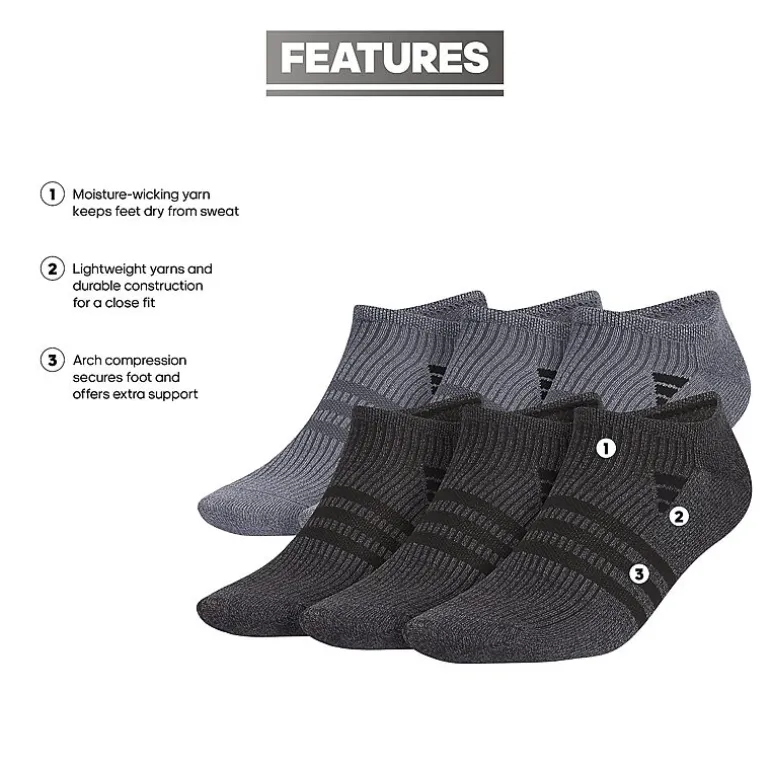 adidas Superlite Mens Multi-Pack 6 Pair No Show Socks