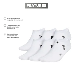 adidas Superlite Mens Multi-Pack 6 Pair No Show Socks