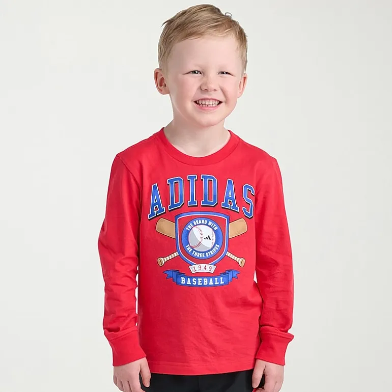 adidas Toddler Boys Crew Neck Long Sleeve Regular Fit Graphic T-Shirt