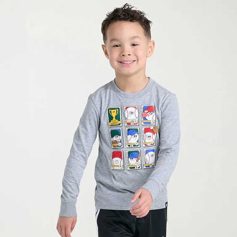 adidas Toddler Boys Crew Neck Long Sleeve Regular Fit Graphic T-Shirt