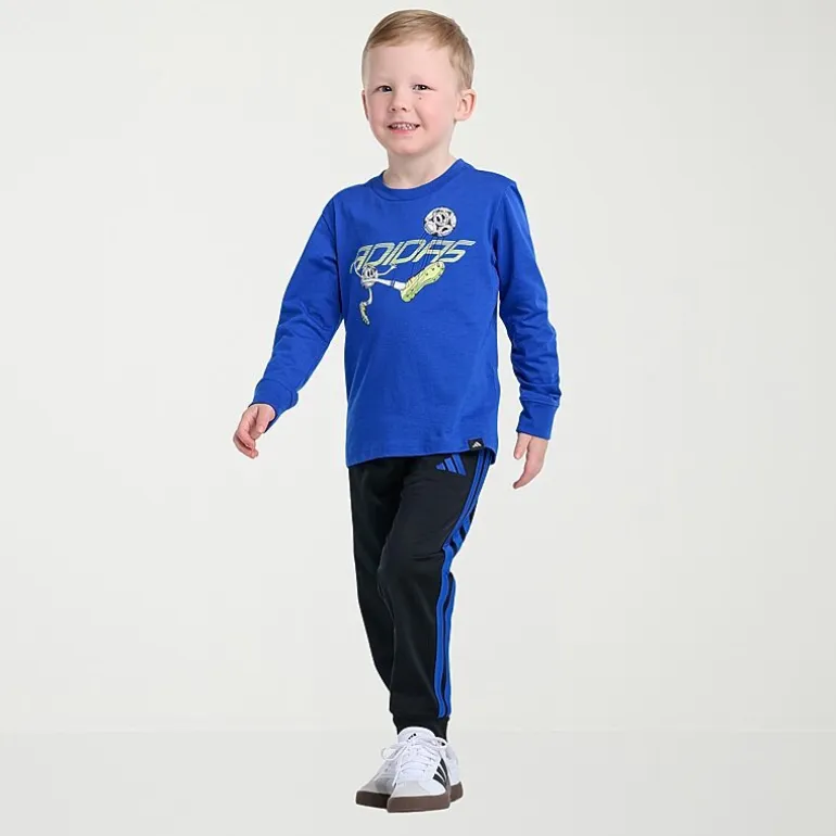 adidas Toddler Boys Crew Neck Long Sleeve Regular Fit Graphic T-Shirt