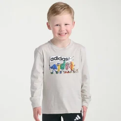 adidas Toddler Boys Crew Neck Long Sleeve Regular Fit Graphic T-Shirt