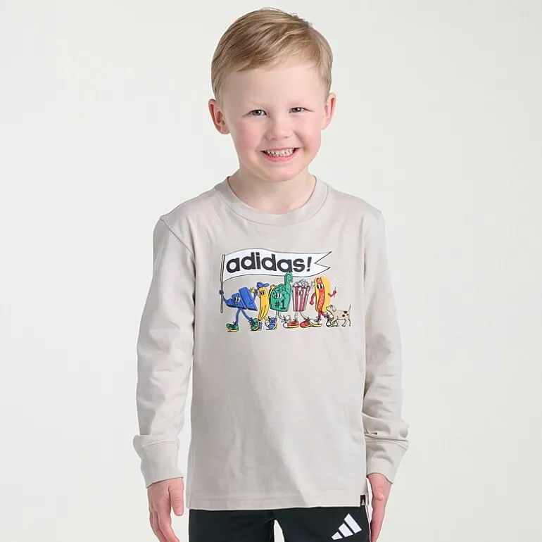 adidas Toddler Boys Crew Neck Long Sleeve Regular Fit Graphic T-Shirt