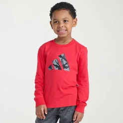 adidas Toddler Boys Crew Neck Long Sleeve Regular Fit Graphic T-Shirt