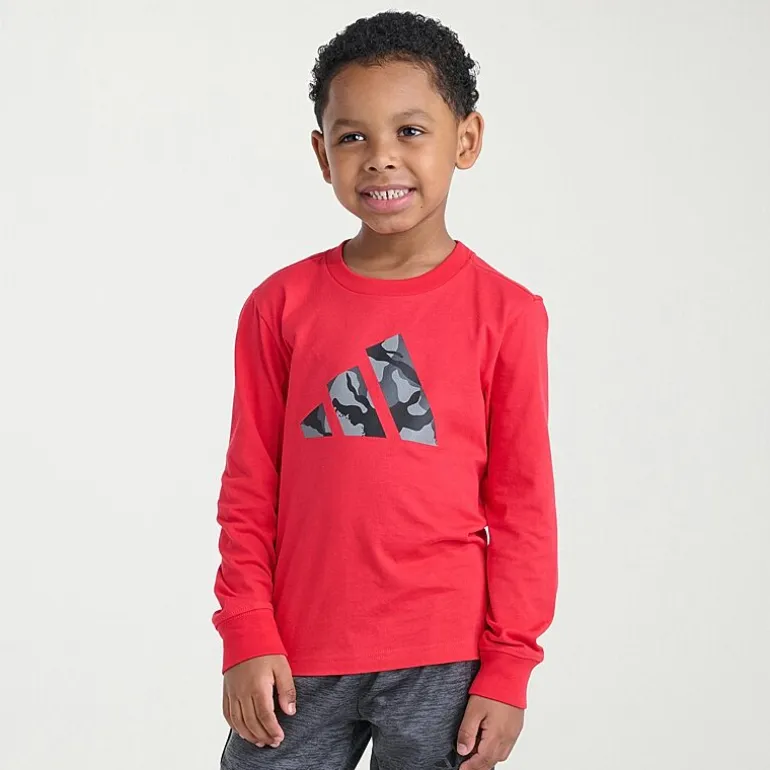 adidas Toddler Boys Crew Neck Long Sleeve Regular Fit Graphic T-Shirt