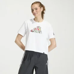 adidas Womens Crew Neck Short Sleeve Active Crop Top