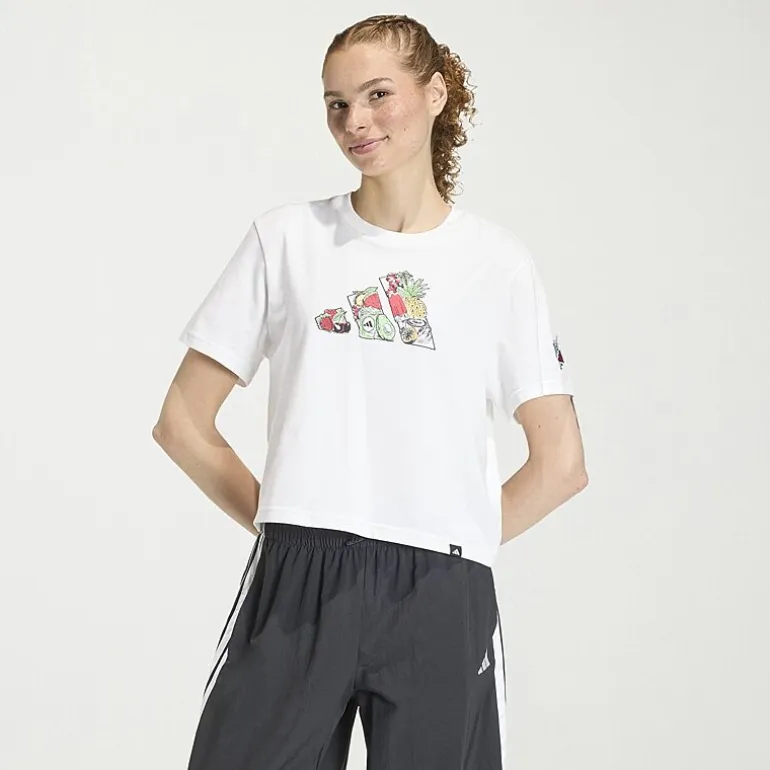 adidas Womens Crew Neck Short Sleeve Active Crop Top