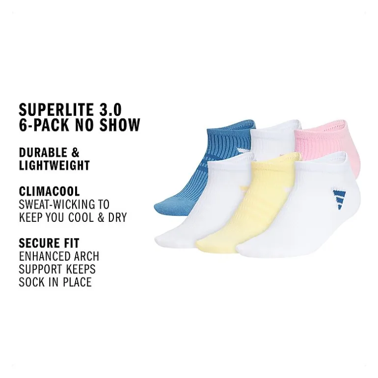 adidas Womens 6 Pair No Show Socks
