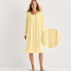 Adonna Womens Long Sleeve Round Neck Nightgown