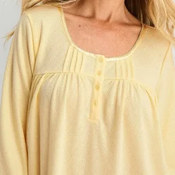 Adonna Womens Long Sleeve Round Neck Nightgown