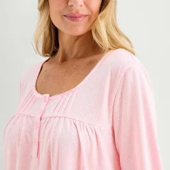 Adonna Womens Long Sleeve Round Neck Nightgown