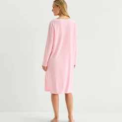 Adonna Womens Long Sleeve Round Neck Nightgown