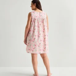 Adonna Womens Plus Poplin Sleeveless Scoop Neck Nightgown